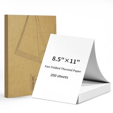 Imagem de Gloryang Papel para impressora térmica 21 x 28 cm, papel térmico dobrado com ventilador de secagem rápida, impressão térmica avançada, compatível com impressora portátil Gloryang&JADENS PD-A4, 200