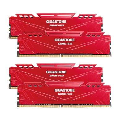 Imagem de 【RAM DDR4】 Kit GIGASTONE Game Pro 64 GB (4 x 16 GB) DDR4 3200MHz PC4-25600 CL 16-18-18-40 Intel XMP 2.0 AMD Ryzen 1.35V UDIMM 288 pinos sem buffer, sem buffer, sem ECC, alto desempenho, memória de