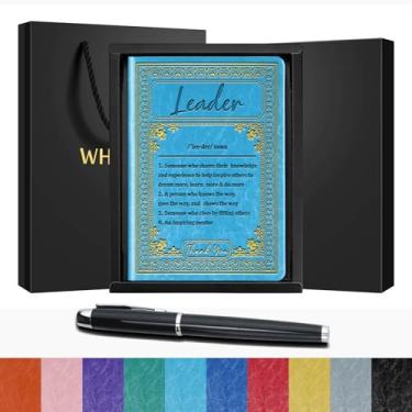 Imagem de Leader Gift Leader Definition Leather Journal Mentor Gift Boss Gift Leader Appreciation Gift Leadership Writing Diary (Leader-Light Blue)