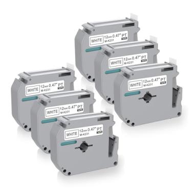 Imagem de HOLAPRO 6 x substituição de fita de etiquetadora para fita brother p touch m m-k231 m-k231s mk231 mk-231 m231 12mm 0,47 branco, compatível com brother p touch pt-m95,pt-90,pt-70,pt-65,pt- 85
