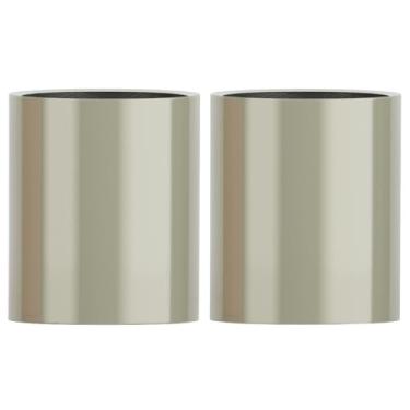 Imagem de Kit 2 Vasos Vitrificado Fibra De Vidro Milão P 50cm Vietnamita Luxo (Champagne)