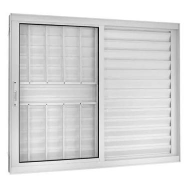 Imagem de Veneziana Com Grade 3 Folhas L25 - Prover Esquadrias, 120x120, Branco