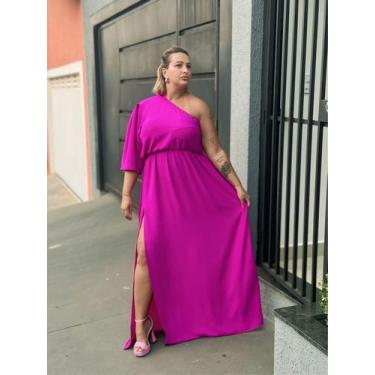 Imagem de Vestido Longo Plus Size Mula Manca Manga Curta Com Fenda Lateral Taman