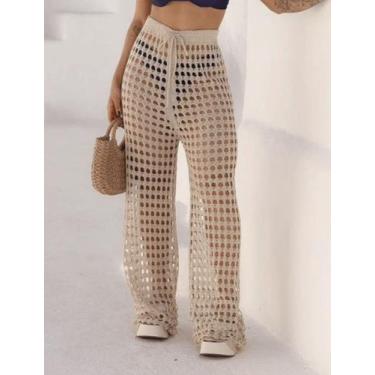 Imagem de Calça Saída de Praia e PiscinaTricô Ponto Croche Moda Verão - Modella,