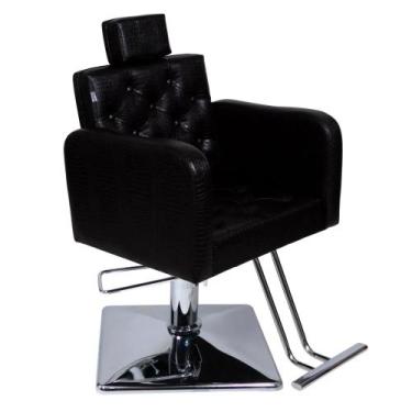 Imagem de Cadeira Tokyo Hidráulica Fixa Base Quadrada  Preto croco - Moveis e co