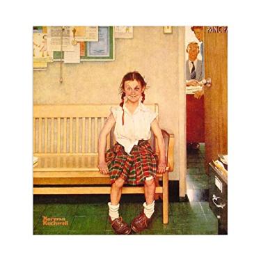 Imagem de JZSDGB Norman Rockwell Prints-Canvas Print Wall Art Famous Paint-"Girl with Black Eye", reprodução de arte, pôsteres, para decoração de parede de sala de estar, 50 x 50 cm (20 x 20 pol), sem moldura