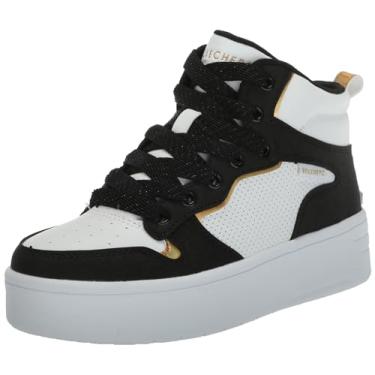 Imagem de Skechers Tênis feminino Court High-Shine Kicks, Branco/preto, 12 Little Kid