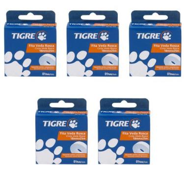 Imagem de Kit 5 Fita Veda-rosca Anti Vazamento 18mmx25m Tigre