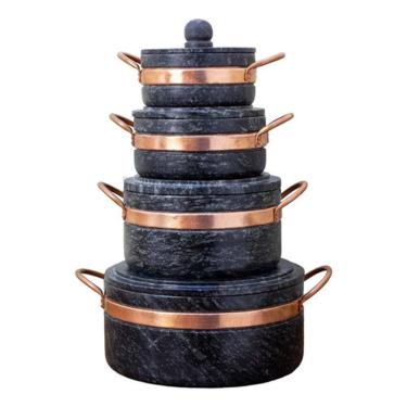 Imagem de Jogo de Panelas de Pedra Sabão 1, 2, 3 e 4 Litros Melhor Acabamento
