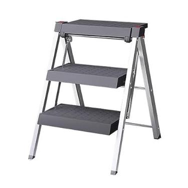 Imagem de Escada dobrável Escada de alumínio 2 degraus/3 degraus/4 degraus, banco leve com plataforma alargada, banco dobrável multifuncional e antiderrapante, carga máxima de 150 kg Banco de degrau dobrável(3