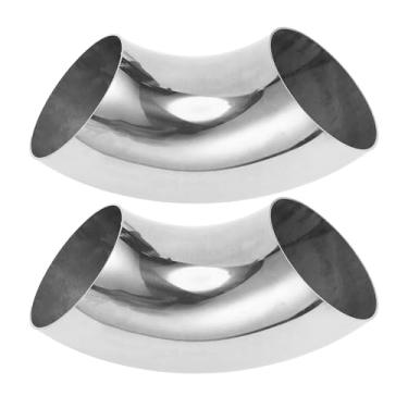 Imagem de Motoforti 2 peças 90 graus mandril curva cotovelo carro modificado tubo de escape tubulação 304 espessura OD 1,5 mm/16GA 89x230x1,5 mm aço inoxidável 304 tom prata