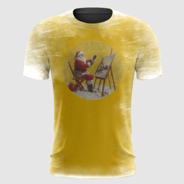 Imagem de Camiseta Papai Noel Pintando Quadro de Natal - FABRIQUETA, XG