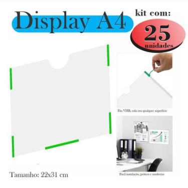 Imagem de 25 Display a4 expositor quadro aviso HORIZONTAL PAISAGEM PET - INDÚSTR