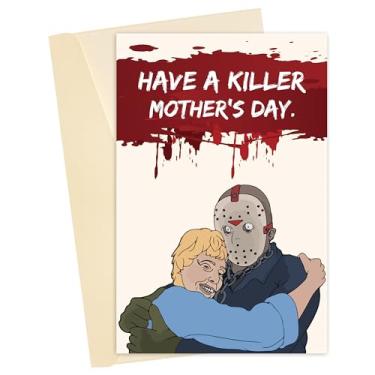 Imagem de Heyshoo Cartão de Dia das Mães com tema de filme de terror engraçado, presente exclusivo do Dia das Mães Have A Killer, cartão assustador Michael Myers para mulher avó
