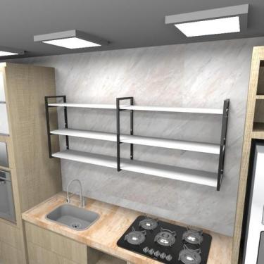 Imagem de Prateleira industrial cozinha aço cor preto 180x30x68cm (C)x(L)x(A) co