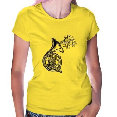 Imagem de Baby Look Trompa Notas Musicais - Foca na Moda, Amarelo, G