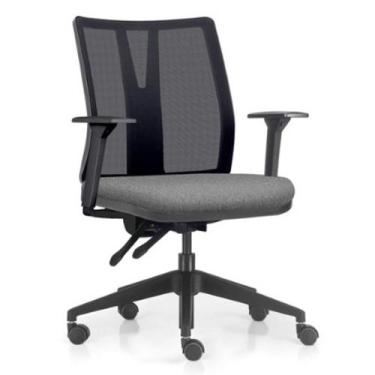 Imagem de Cadeira de Escritório Giratória Diretor Flow F02 Base Preta Linho Cinz