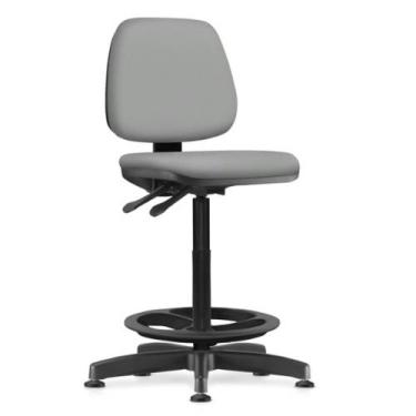 Imagem de Cadeira Caixa Alta Giratória Estofada Work F02 Sintético Cinza - Lyam 