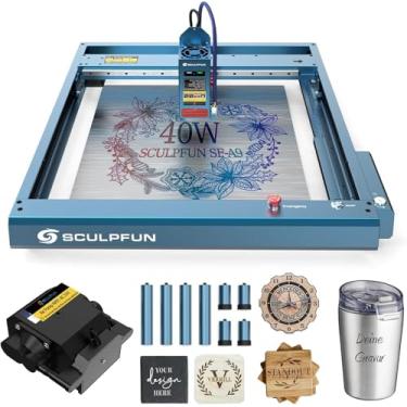Imagem de SCULPFUN SF-A9 Gravador a Laser, Cortador a Laser CNC com Potência Comutável de 40W/20W, Gravação de Alta Velocidade, com Várias Funções de Proteção, Corte de Compensado de 20 mm, 400 * 400 mm