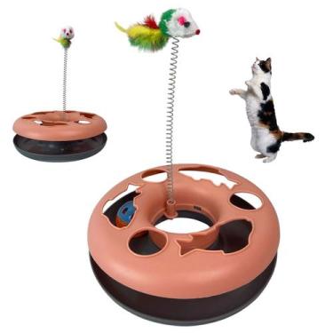 Imagem de Brinquedo de Gato Pet Bola Guizo Ratinho Mola Brinquedo Interativo Ani