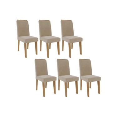 Imagem de Kit 6 Cadeiras De Cozinha Taís 6 Un Savana Nature Suede Nude Bege Cimol