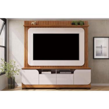 Imagem de Home P-tv Até 65 Polegadas Vogue Ripado c- Prateleira E Nichos 182x183cm Freijó-off White Dj Móveis