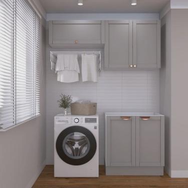 Imagem de Lavanderia Modulada 3 Peças sem Tampo 2 Armários Aéreos 1 Balcão 2 Portas Cabecasa