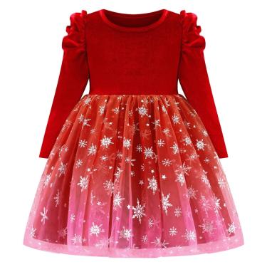 Imagem de Vestido Bkixhv Toddler Baby Girl Velvet Tule Roupa de Natal