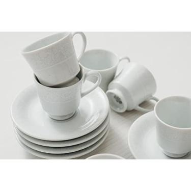 Imagem de Estojo com 6 Xícaras de de Chá com Pires. Modelo Redondo Itamaraty. Decoração Noiva. Fabricado pela Porcelana Schmidt.