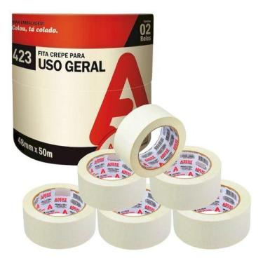 Imagem de Kit 6 Fita Crepe Uso Geral Larga Pintura 48mm X 50m Adere