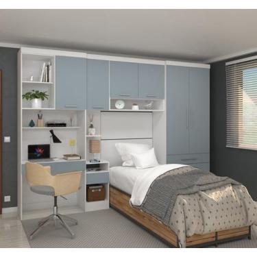 Imagem de Guarda Roupa Dormitório Modulado Alpes Solteiro Bancada de Estudo - Ro