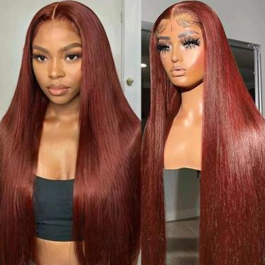 Imagem de Perucas frontais de renda Rujoe, cabelo humano marrom avermelhado, 250