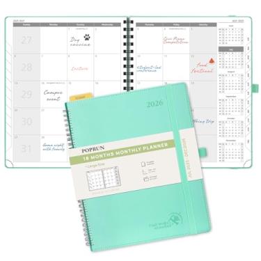 Imagem de POPRUN Agenda mensal 2025-2026 com encadernação espiral (21 cm x 26 cm) calendário de 18 meses (julho de 2025 a dezembro de 2026) - 4 páginas por mês com despesas e notas mensais, início de domingo