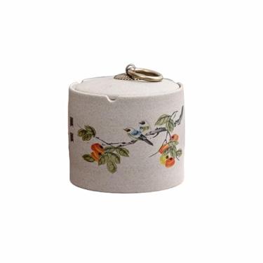 Imagem de Cinzeiro de mesa com tampa cinzeiros de mesa de cerâmica retro antigo redondo para fumar estilo para uso doméstico escritório ornamentos (tamanho: S B)