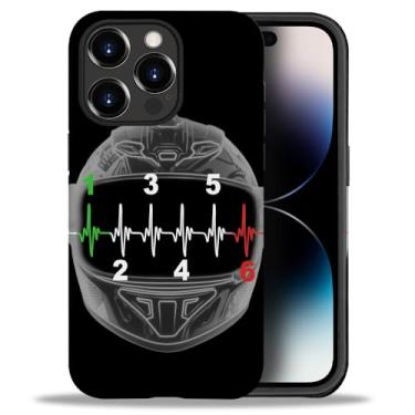 Imagem de yicomon Capa compatível com iPhone 14 Pro, capa de celular fosca com estampa de capacete de motocicleta, durável, moderna, engraçada, capa protetora macia antiarranhões à prova de choque