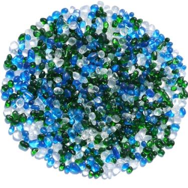 Imagem de QYGL Pedras de vidro do mar - pedras preciosas verdes mistas de vidro transparente - perfeitas para pedras de aquário, cascalho de aquário de peixes, enchimentos de vasos, artesanato DIY e decoração