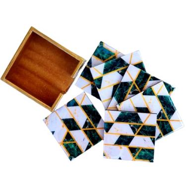 Imagem de Vetali Export Conjunto de 6 porta-copos de madeira MDF com suporte - porta-copos para mesa de centro - porta-copos decorativos para casa e exterior - conjunto de porta-copos de madeira rústica