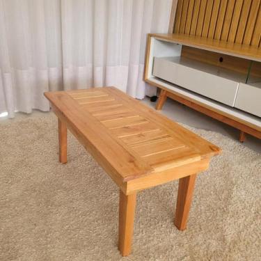 Imagem de Mesa De Centro Madeira Mesinha Rustica Sala Ripada Clean - Artesanatos