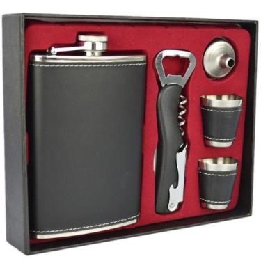 Imagem de Cantil De Bolso Porta Bebida Whisky Liso preto CBRN113722a - Commerce 