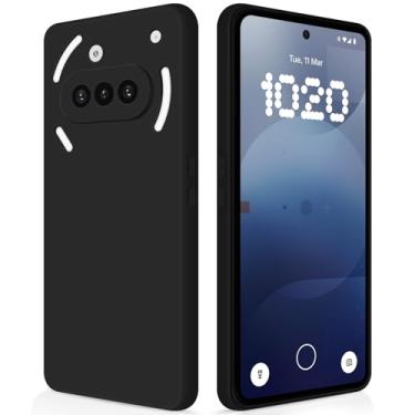 Imagem de GiiYoon Capa para Nothing Phone 3a, capa protetora de corpo inteiro com toque suave e sedoso, case à prova de choque com forro em microfibra - Preto