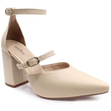 Imagem de Scarpin Modarpe Salto Grosso Médio Confortável S15 (Bege, BR, Adulto, Numérico, 37)