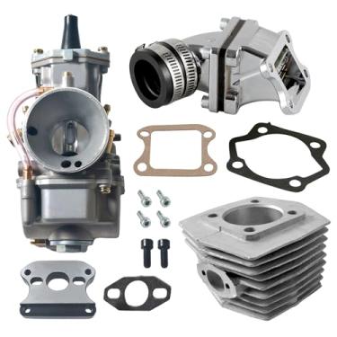 Imagem de Kit de carburador PWK24 cilindro de válvula de palheta Dio para bicicleta motorizada de motor 48cc 66cc 80cc (adaptador preto)