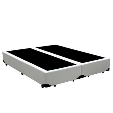 Imagem de Cama Base Box King Size Bipartido Courino Blindado (Branco)