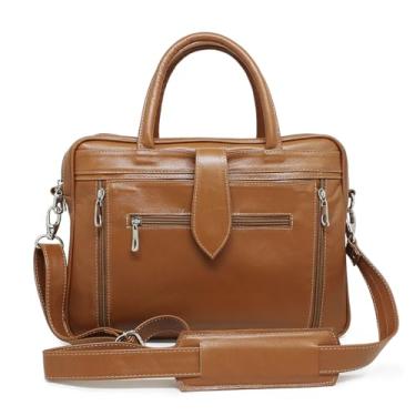 Imagem de Bolsa Executiva Feminina Em Couro Para Notebook Lab 17 (Caramelo)