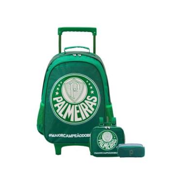 Imagem de Kit Escolar Palmeiras Mochila Rodinha + Lancheira + Estojo D - Xeryus