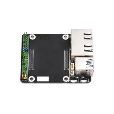 Imagem de Placa base Gigabit Ethernet dupla para módulo de computação Raspberry Pi módulo série 5 Lite/eMMC, suporta fonte de porta de rede RJ45 dupla e fonte de alimentação CC 5V 5A tipo C, com porta USB 3.2