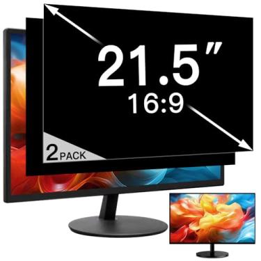 Imagem de Pacote com 2 telas de privacidade de 21,5 polegadas para monitor de computador, proteção ocular antirreflexo, protetor de tela de computador, protetor de privacidade removível antiarranhões para