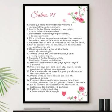 Imagem de Genérico, Quadro Salmo 91 Completo Oração Lindo Flor A3 35x45cm