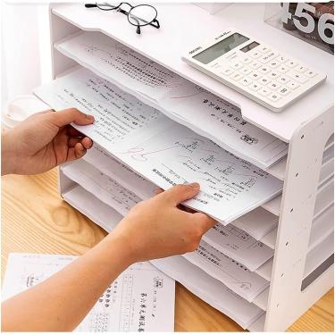 Imagem de Prateleiras De Papel A3 Extra Grandes - Suporte Para Arquivos De Mesa Branco Premium | Bandeja De Revistas Para Escritório E Escola | Organize E Armazene Arquivos De Cartas Com Facilidade