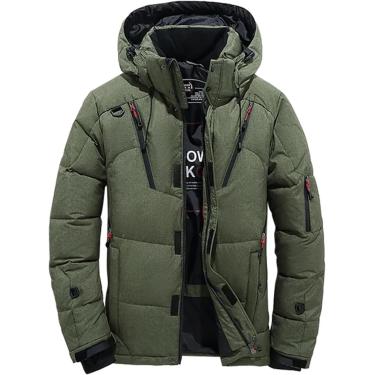 Imagem de Jaqueta Masculina Pato Branco Casaco De Inverno À Prova De Vento Casaco De Acampamento De Viagem Quente Em Roupas Engrossadas De Cor Sólida Com Capuz, Black, Asian L 57-63KG